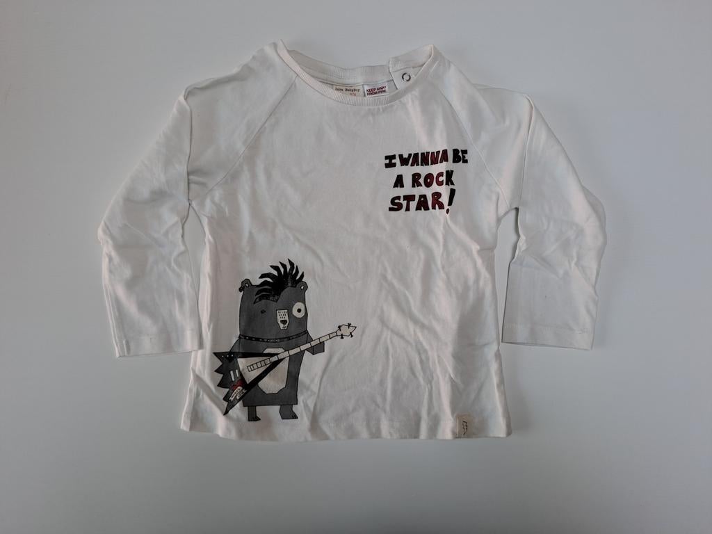 Mt 98 Witte T-shirt lange mouwen I wanna be a rock star, Kinderen en Baby's, Kinderkleding | Maat 98, Ophalen of Verzenden, Zo goed als nieuw