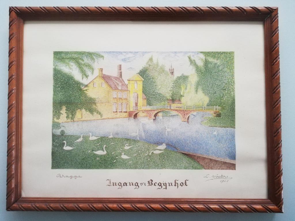 Begijnhof Brugge L.Wouters 38 x 50cm., Antiek en Kunst, Kunst | Litho's en Zeefdrukken, Ophalen of Verzenden
