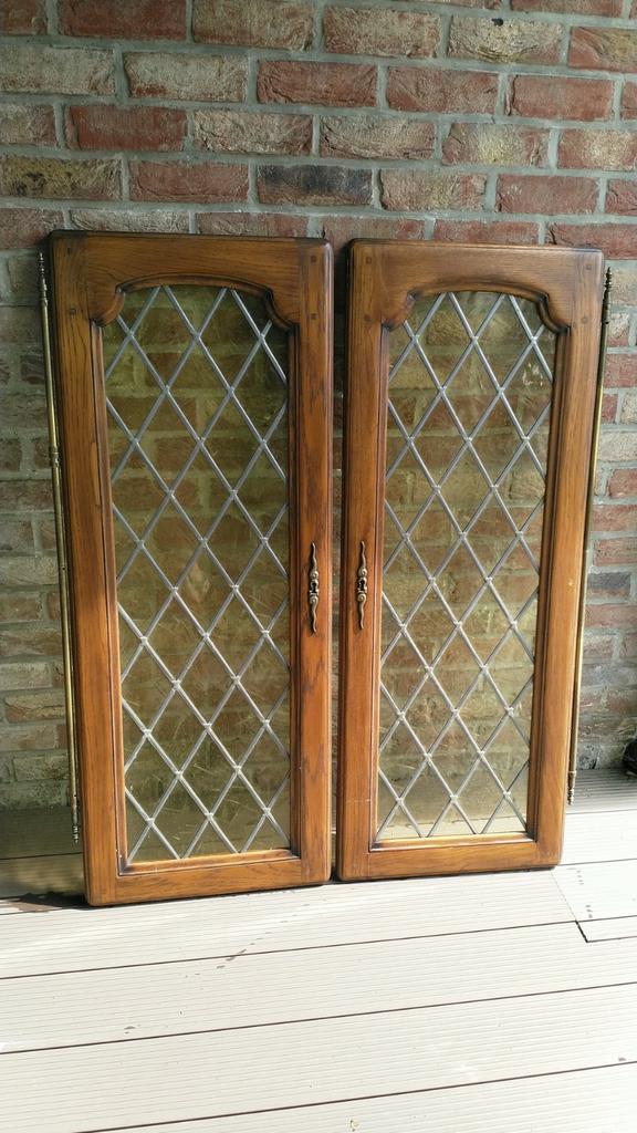 7 Vol Eiken kast deuren waarvan 2 met brandglas, Doe-het-zelf en Bouw, Deuren en Vliegenramen, Ophalen, Gebruikt, Glas
