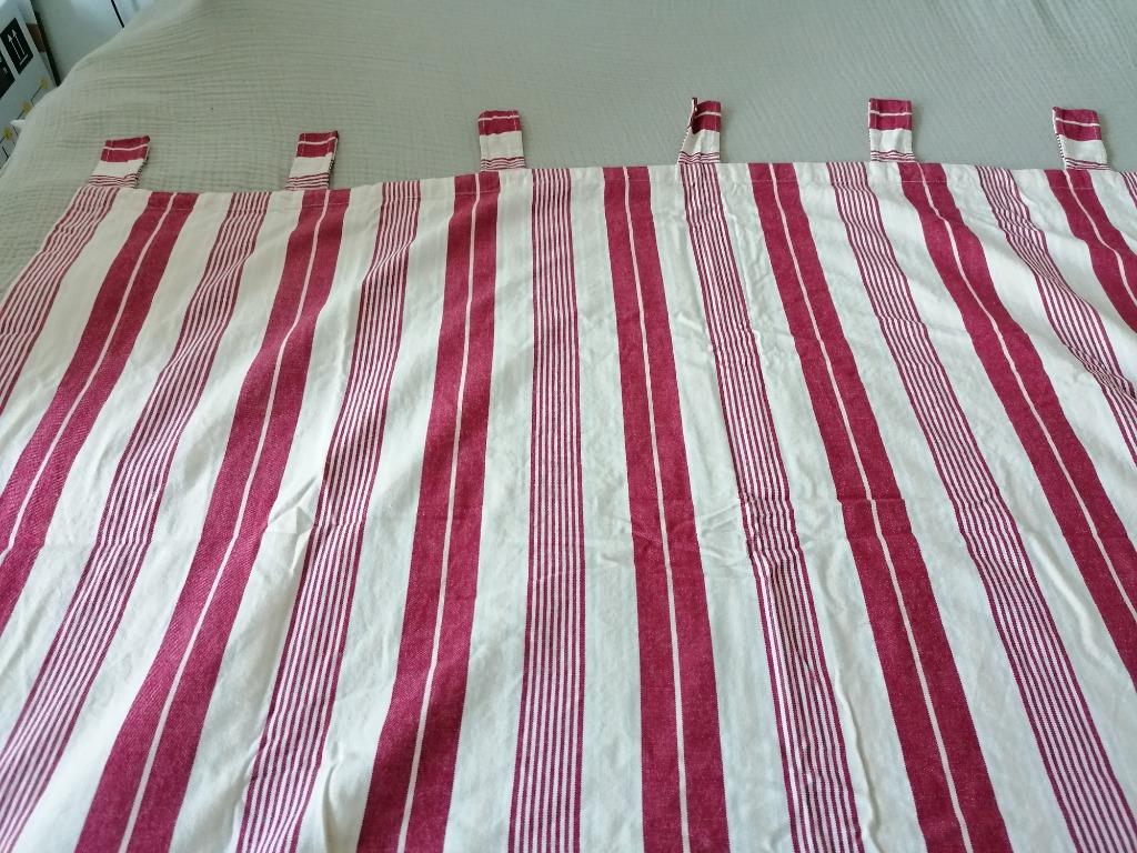 Rideaux rayé rouge et blanc, Huis en Inrichting, Stoffering | Gordijnen en Lamellen, Gebruikt, 200 cm of meer, 100 tot 150 cm