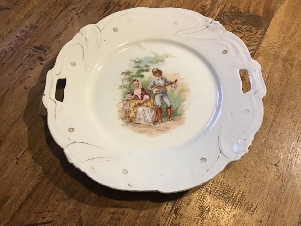 Vintage taarschaal gebakschaal in porselein, Antiek en Kunst, Ophalen of Verzenden