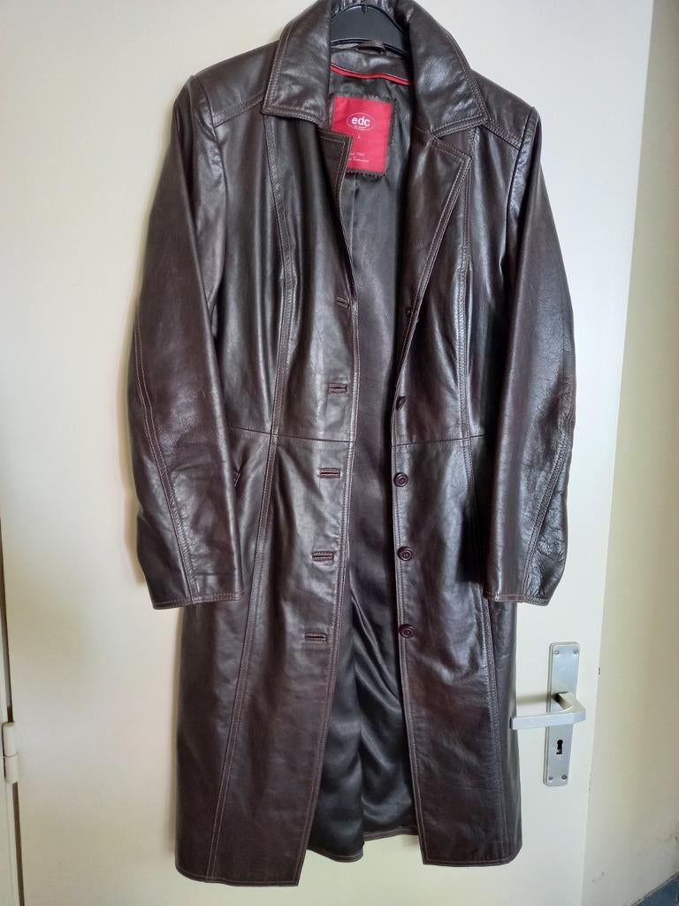 Lederen lange jas, Kleding | Dames, Ophalen of Verzenden, Zo goed als nieuw, Bruin