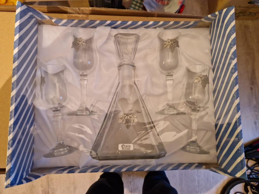 Coffret verres étain véritable, Antiquités & Art, Enlèvement