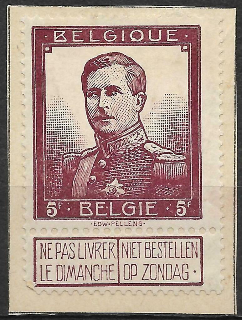 POSTZEGELS BELGIË- KONING ALBERT I OP FRAGMENT- NR.122 *, Postzegels en Munten, Ophalen of Verzenden, Postfris, Koninklijk huis