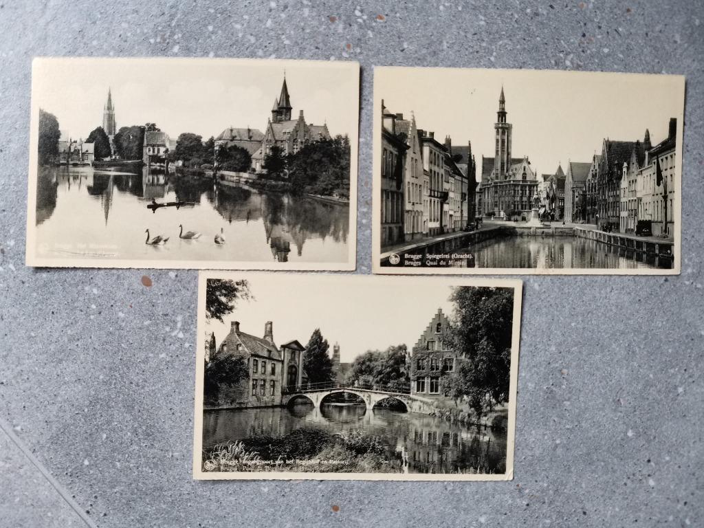 3 oude postkaarten klein formaat Brugge, Ophalen of Verzenden, Ongelopen, West-Vlaanderen