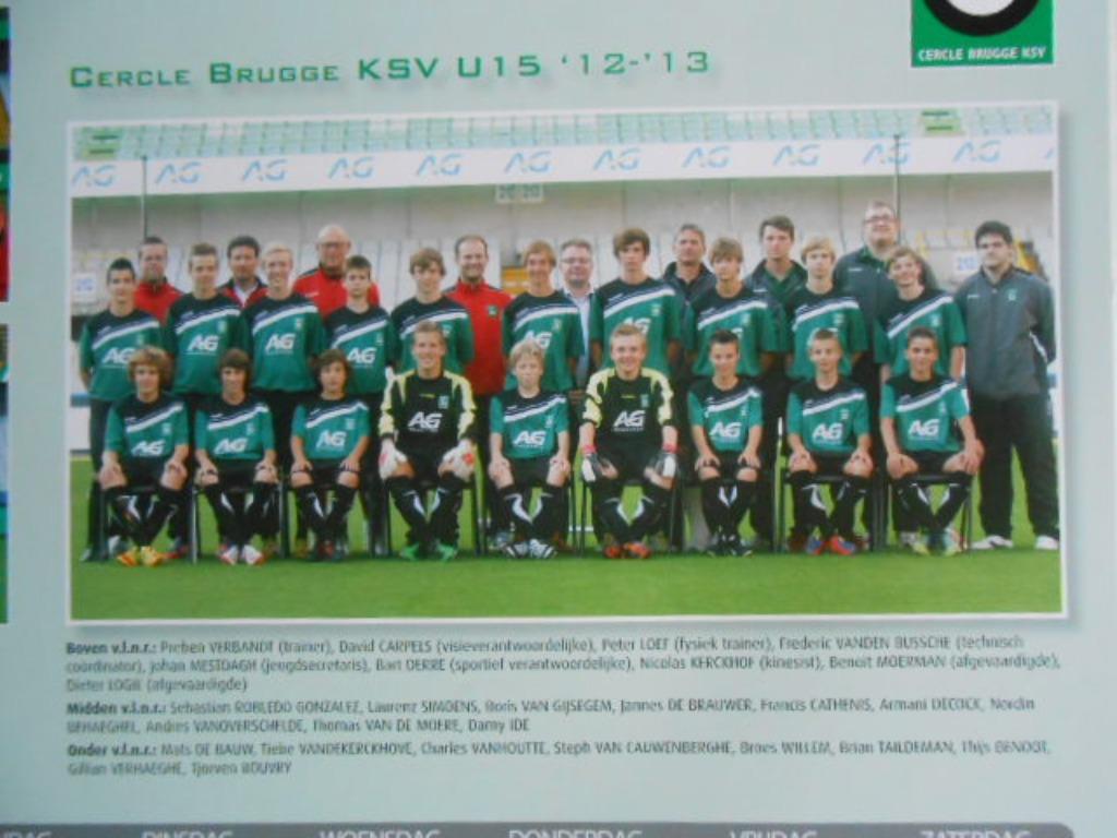 poster foto Cercle Brugge KSV "U15" 2012 - 2013 met namen, Verzamelen, Ophalen of Verzenden, Nieuw, Poster, Plaatje of Sticker