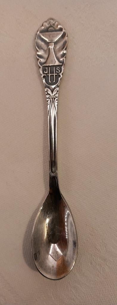 Verzilverd lepeltje Sola 90 H. Communie 1950, Antiek en Kunst, Ophalen of Verzenden