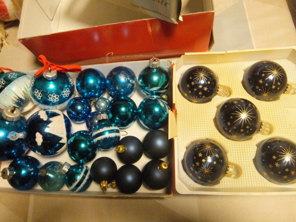 blauwe glazen kerstballen, Diversen, Kerst, Ophalen of Verzenden, Gebruikt
