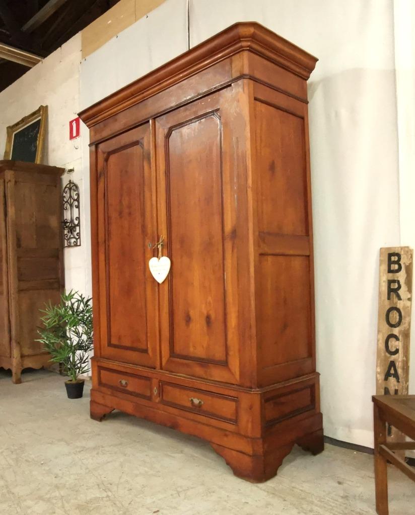 Grande armoire française ancienne en bois de châtaignier H 2, Enlèvement