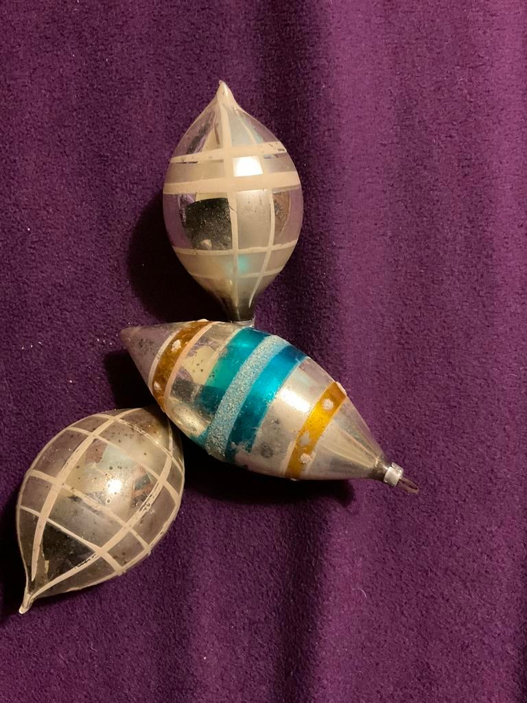 Set van 3 zeer oude kerstballen, Verzenden, Zo goed als nieuw