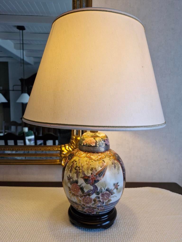 Mooie keramiek tafellamp Oosterse tekening, Huis en Inrichting, Ophalen, Zo goed als nieuw, Japanse stijl, 50 tot 75 cm