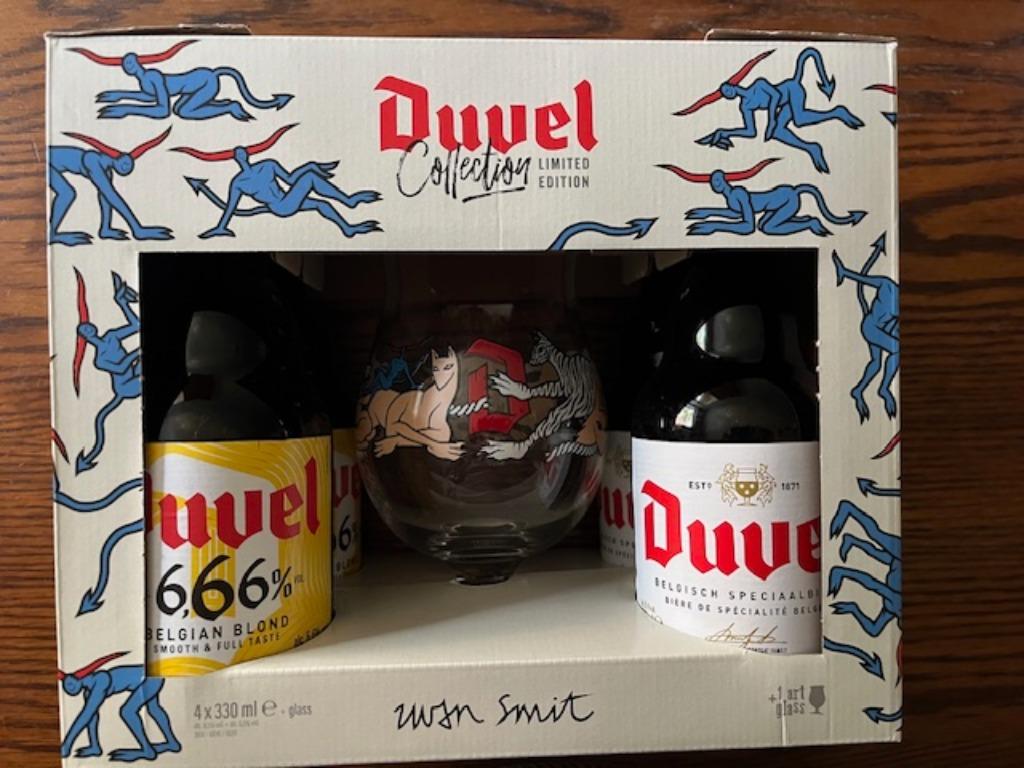 Duvel Box Iwan Smit KAT glas + 2 x Duvel 666 & 2 x Duvel, Enlèvement ou Envoi, Neuf, Autres types, Duvel