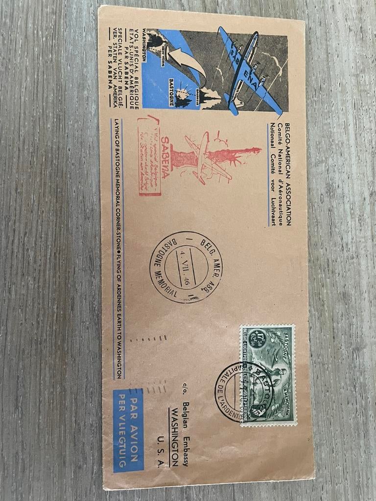 Twee briefomslagen 1946 luchtpost, Enlèvement ou Envoi