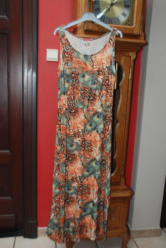 Robe longue droite d'été"Smash" imprimée Taille M/L comme 9, Taille 42/44 (L), Enlèvement ou Envoi, Orange, Sous le genou