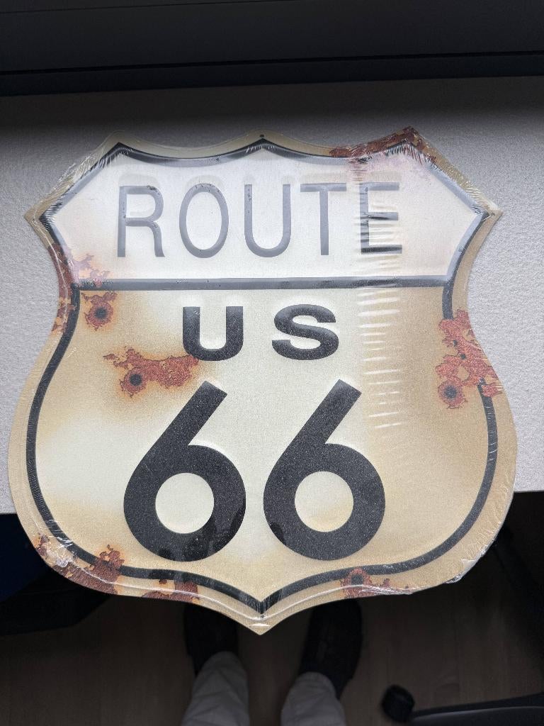 Metalen bord "Route 66", Verzamelen, Ophalen of Verzenden, Nieuw, Reclamebord