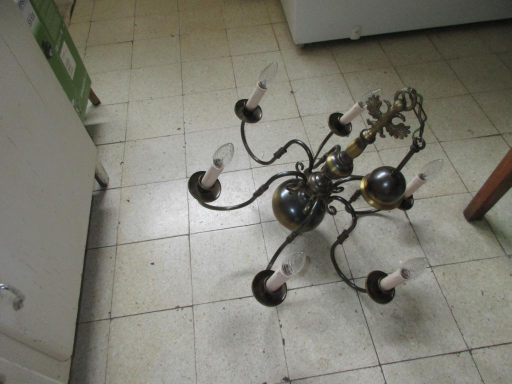 ancien lustre en "bronze", Ophalen, Gebruikt, Metaal