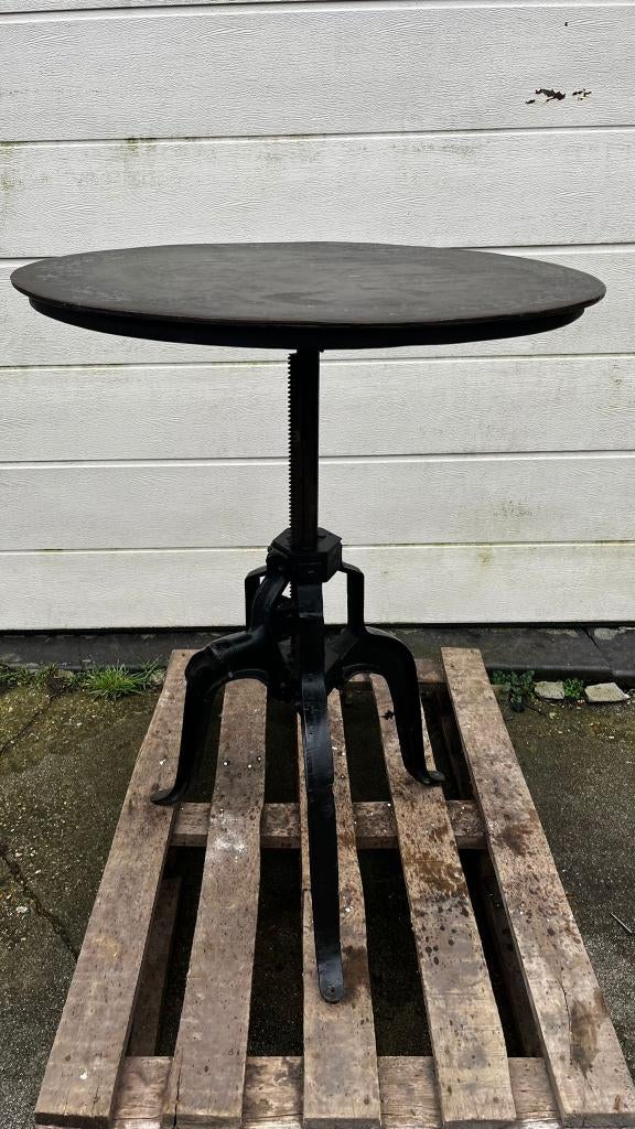 Industriële stalen tafel hoogte verstelbaar 75 cm, Huis en Inrichting, Ophalen, In hoogte verstelbaar, Gebruikt