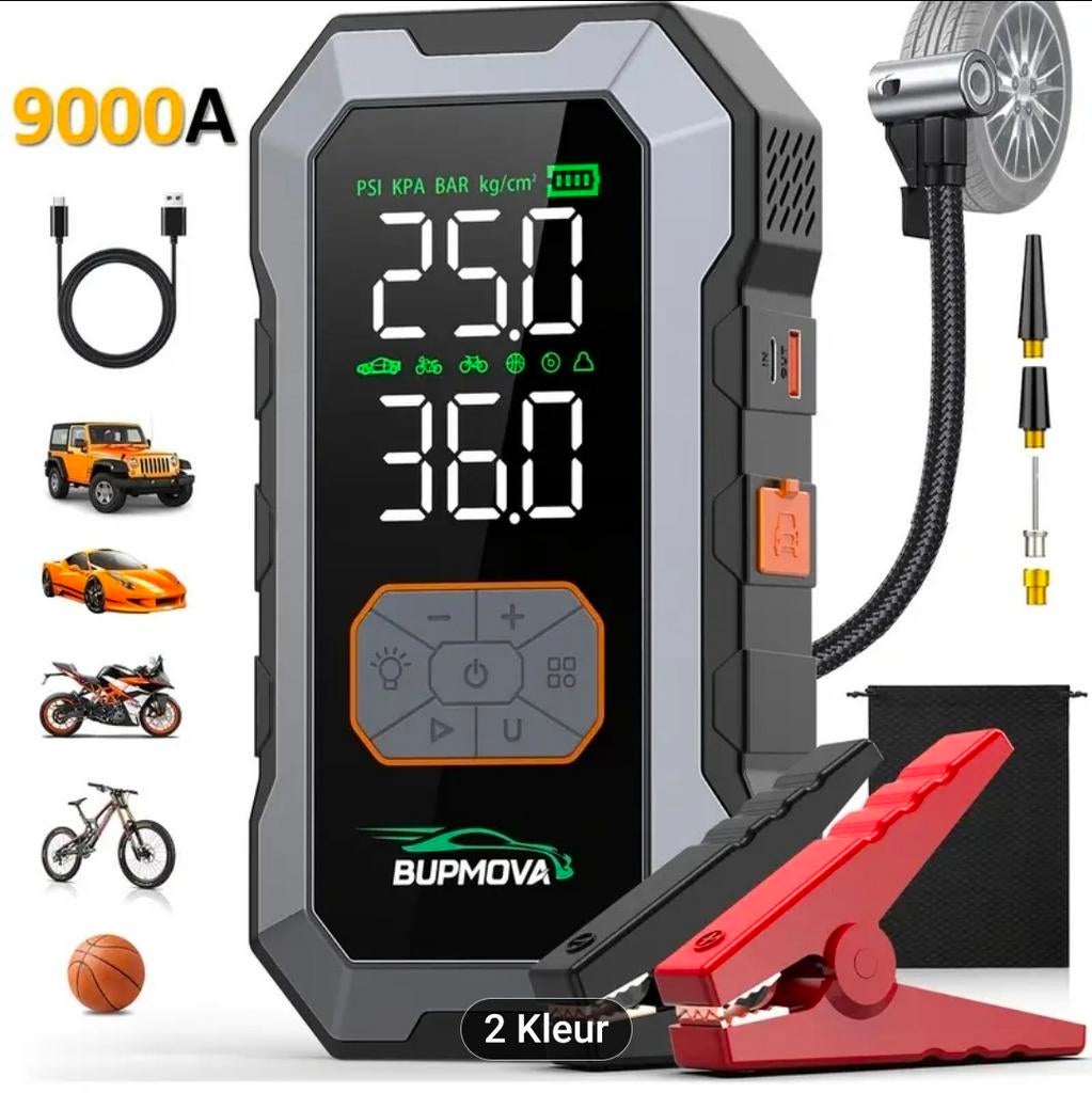 Jumpstarter met compressor 9000A, Auto diversen, Jumpstarters, Ophalen of Verzenden, Nieuw