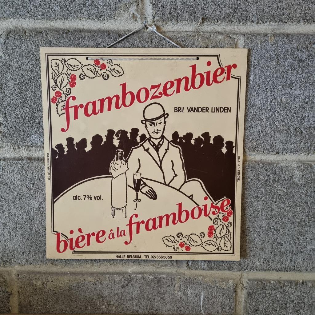 Publicité Frambozenbier Bière à la framboise, Enlèvement ou Envoi, Utilisé, Panneau, Plaque ou Plaquette publicitaire, Autres marques