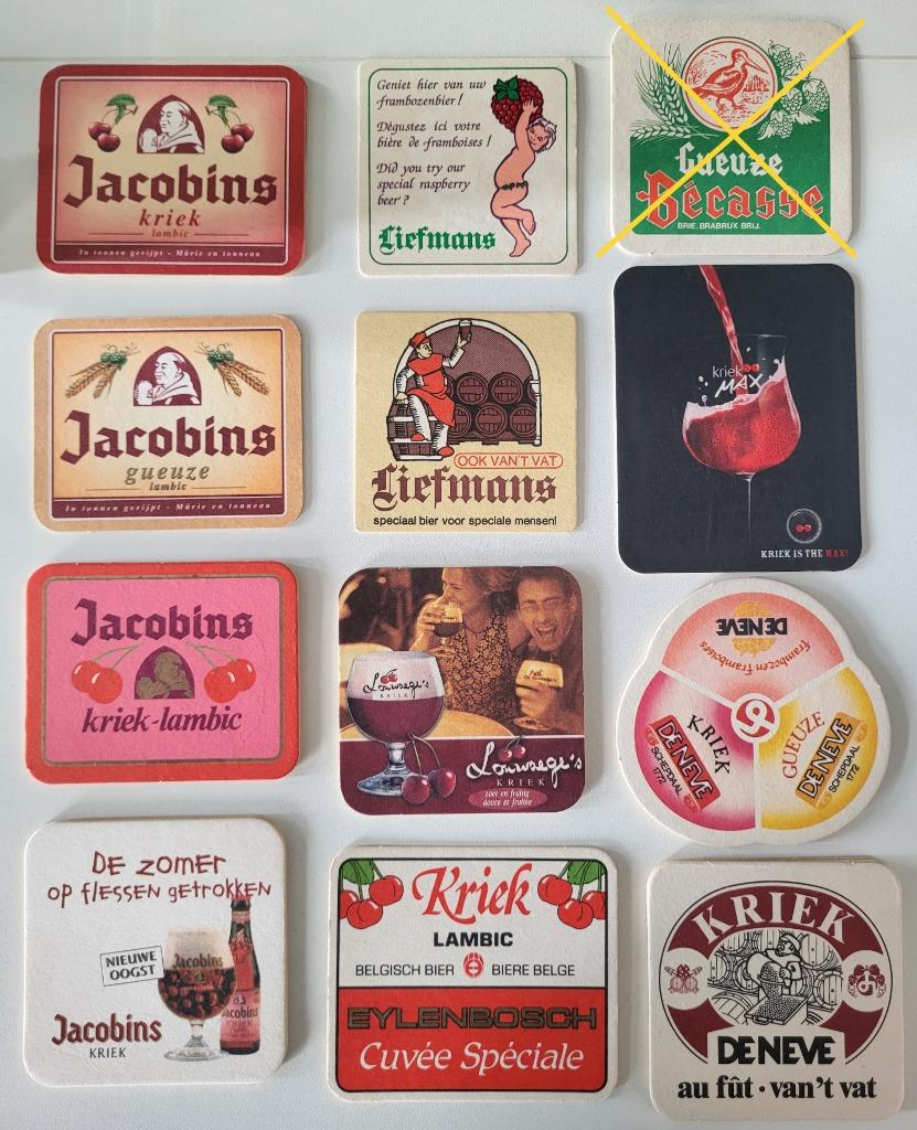 viltjes kriekbier timmermans lindemans mort subite jacobins, Verzamelen, Biermerken, Ophalen of Verzenden, Zo goed als nieuw, Viltje(s)