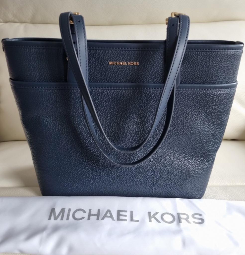 Brand New Michael Kors Blue Leather Tote Bag with Tag, Handtassen en Accessoires, Ophalen of Verzenden, Nieuw, Blauw, Shopper