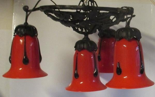 lampe suspendue art déco en fer forgé Powolny Loetz, Enlèvement