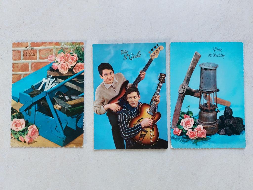 3 oude vintage postkaarten Vive..., Verzenden