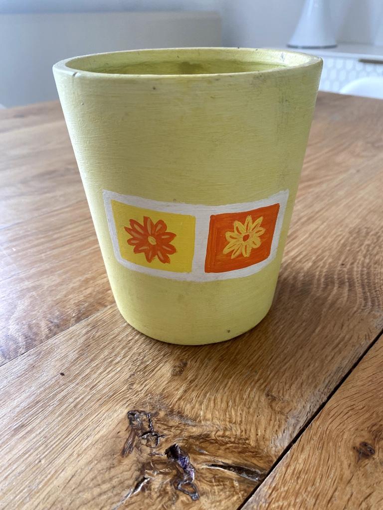 Geel bloempotje, Gebruikt, Rond, Ophalen of Verzenden, Balkon