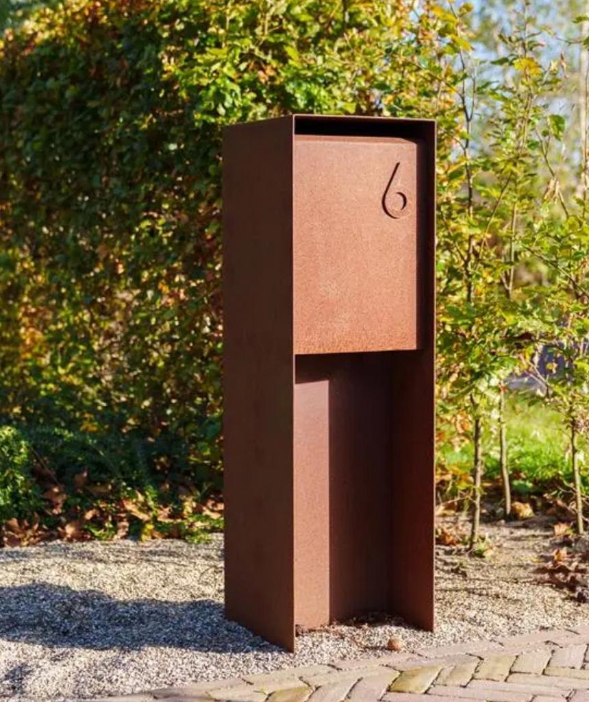 Cortenstalen brievenbus (350x350x1200), Tuin en Terras, Ophalen, Nieuw, Staal