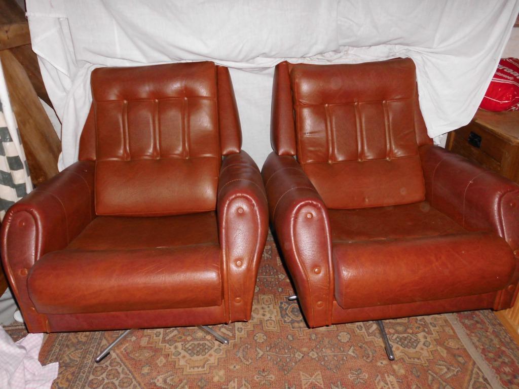 vintage driezitzetel + 2 x eenzit, Huis en Inrichting, Ophalen, Gebruikt, Kunststof