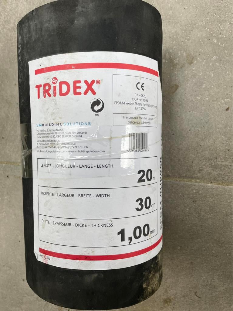EPDM strook 30 cm breed | 20m lang | 1mm dik, Enlèvement ou Envoi, Neuf, Noir, Autres types