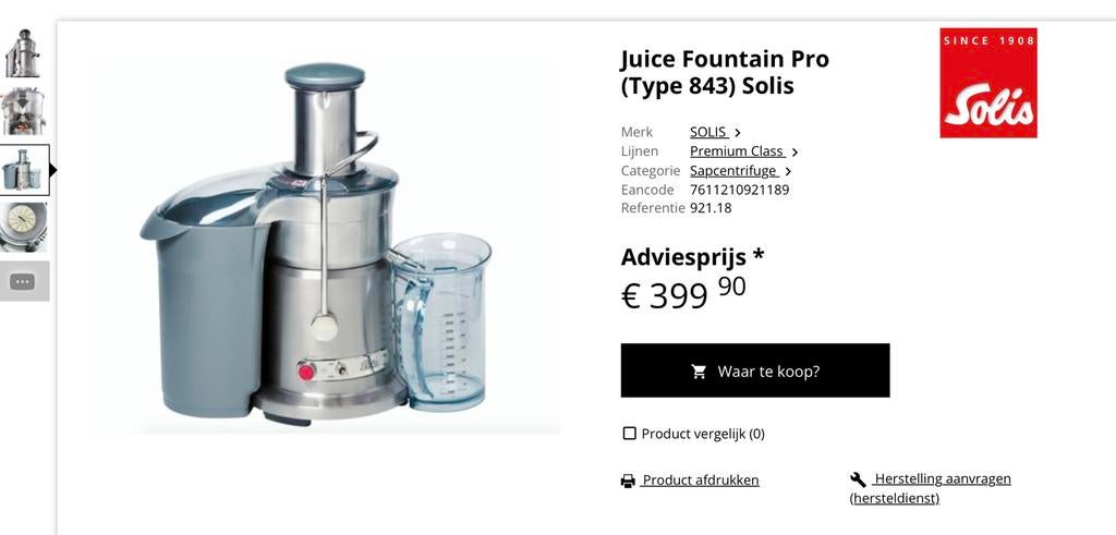 Solis Juice Fountain Pro, Electroménager, Enlèvement ou Envoi, Presse-agrumes