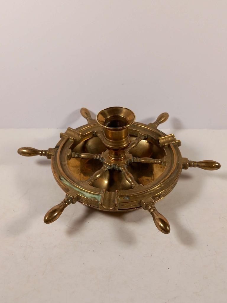 Cendrier bougeoir en laiton - forme de gouvernail de bateau, Enlèvement ou Envoi, Comme neuf, Autres types
