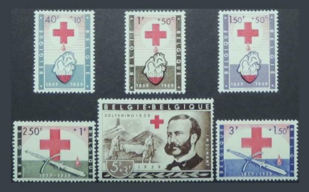 Timbres 1096/1101 Bataille de Solferino - Henri Dunant, Timbres & Monnaies, Timbres | Europe | Belgique, Enlèvement ou Envoi, Timbre-poste