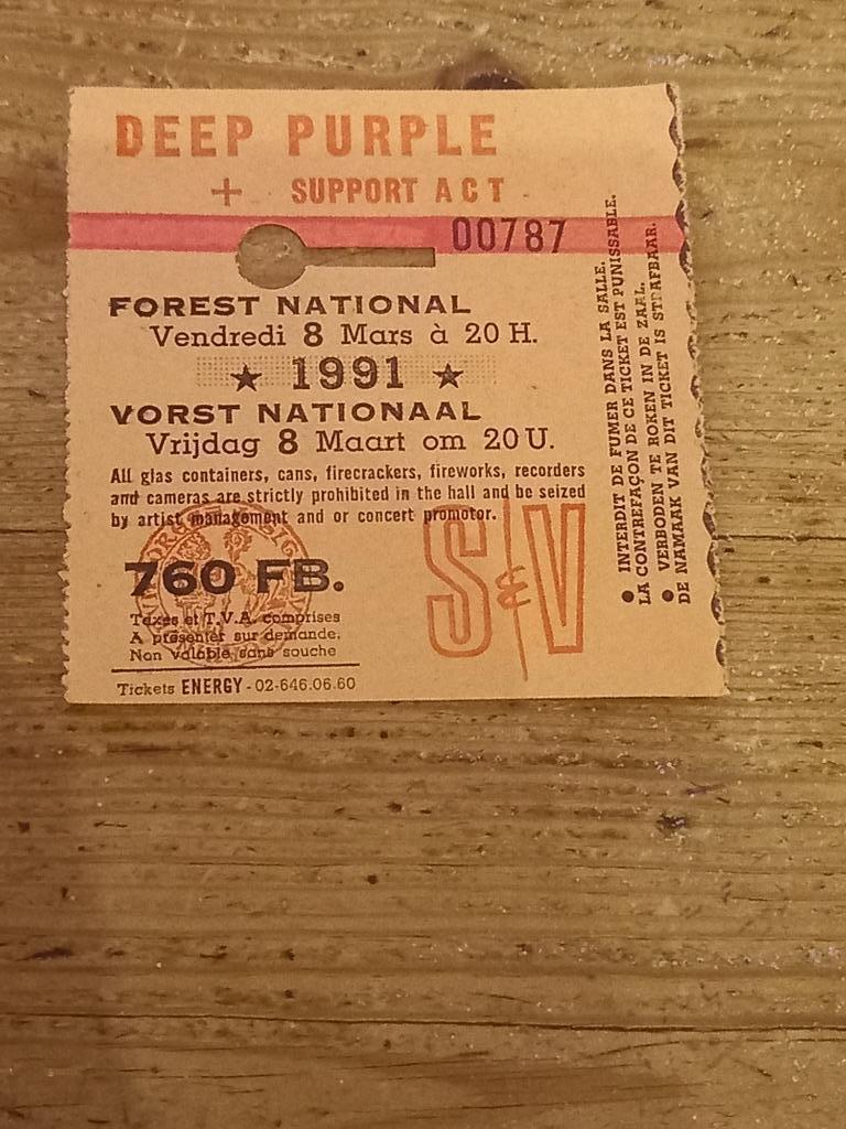 Ticket van Deep Purple, Tickets en Kaartjes, Eén persoon, Maart, Hard Rock of Metal