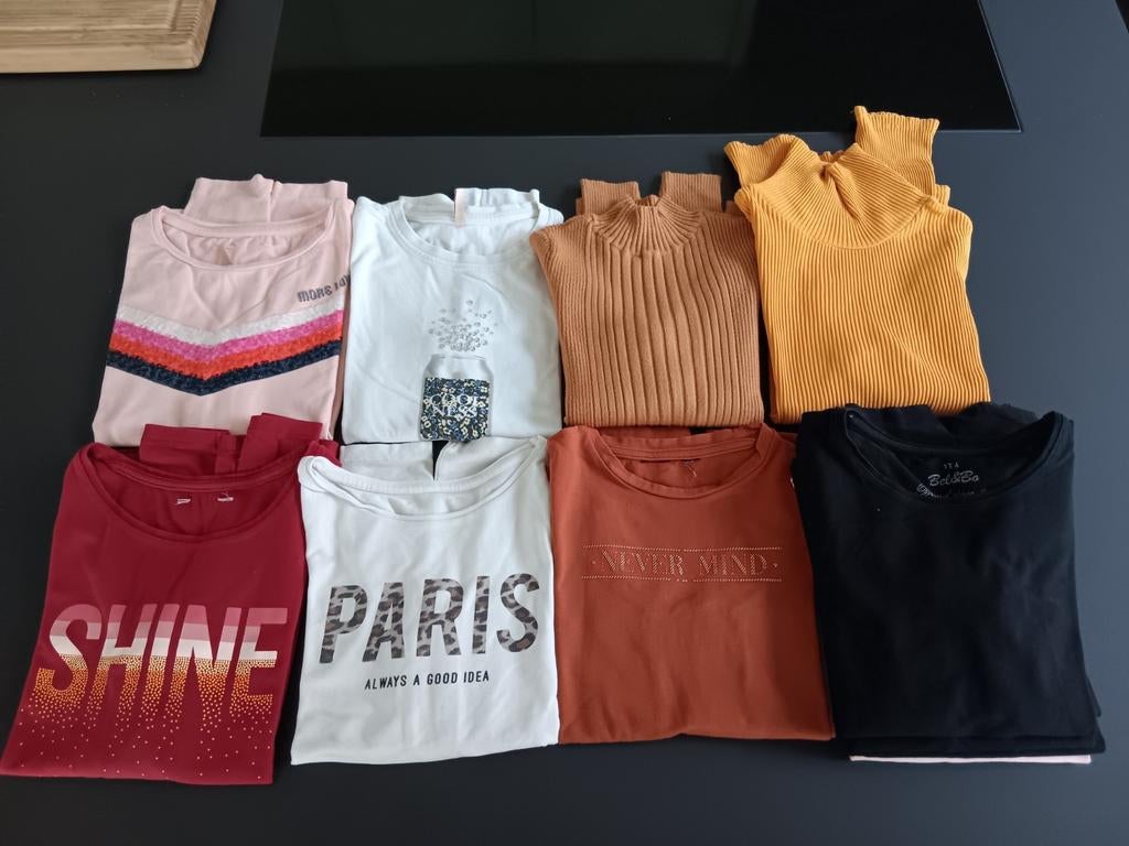 11x T-shirt met lange mouw- Meisje, Ophalen of Verzenden, Gebruikt, Maat 134