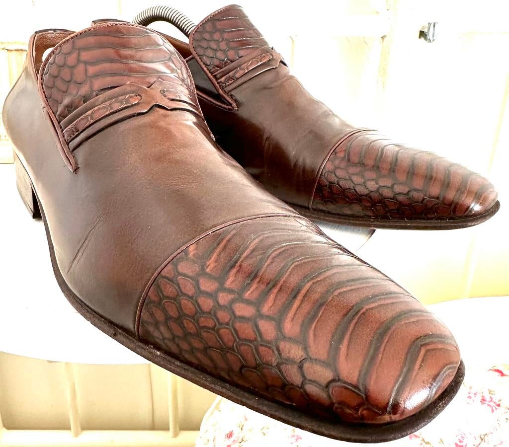 Stadsschoenen, leer, merk Flower, maat 42, Kleding | Dames, Schoenen met lage hakken, Bruin, Zo goed als nieuw, Flower