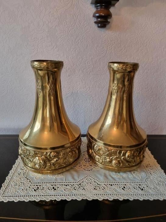 antieke messing vazen (2 stuks), Antiek en Kunst, Ophalen of Verzenden