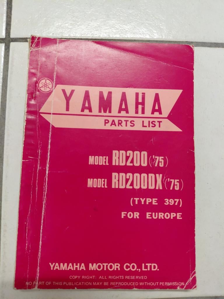 Liste des pièces Yamaha RD 200, Enlèvement ou Envoi