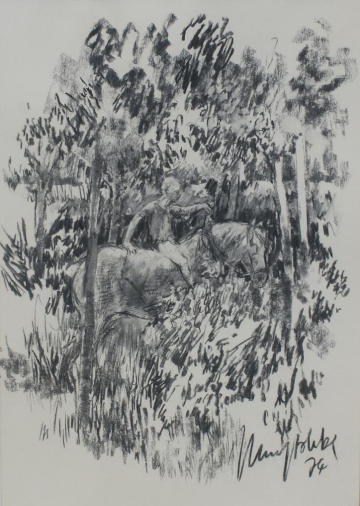 Jul Vuylsteke (1947): Ruiter 1974 (73 x 93 cm), Antiek en Kunst, Ophalen