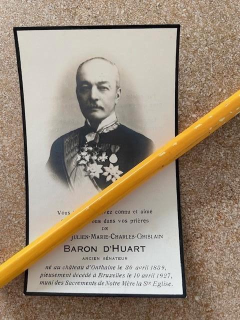 Sénateur Baron Alfred D'Huart (1839 mort à Bruxelles 1927), Enlèvement ou Envoi, Image pieuse