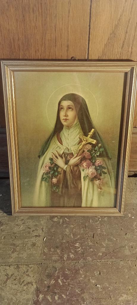 Oude religieuze gravure: Saint Thérèse met de rozen, n392, Ophalen of Verzenden, Gravure