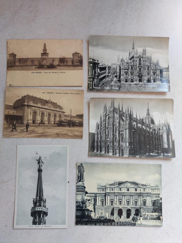 lot van 6  oude postkaarten van Milaan, Verzenden