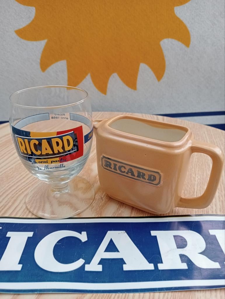 Ricard glas anno 1958 en waterkannetje 15 CL, Verzamelen, Glas en Drinkglazen, Ophalen of Verzenden, Nieuw, Waterglas