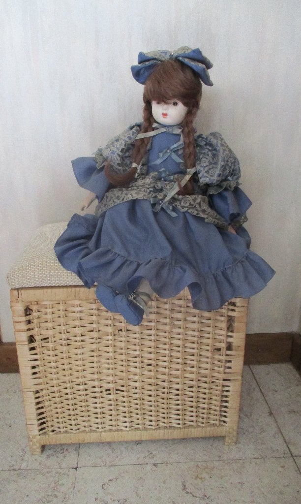 Vintage rotan opbergkoffer, Huis en Inrichting, Ophalen, Overige materialen, Minder dan 50 cm, Minder dan 50 cm