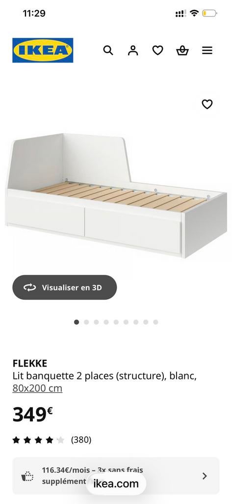 Lit banquette 2 places Ikea Flekke, Ophalen, Zo goed als nieuw