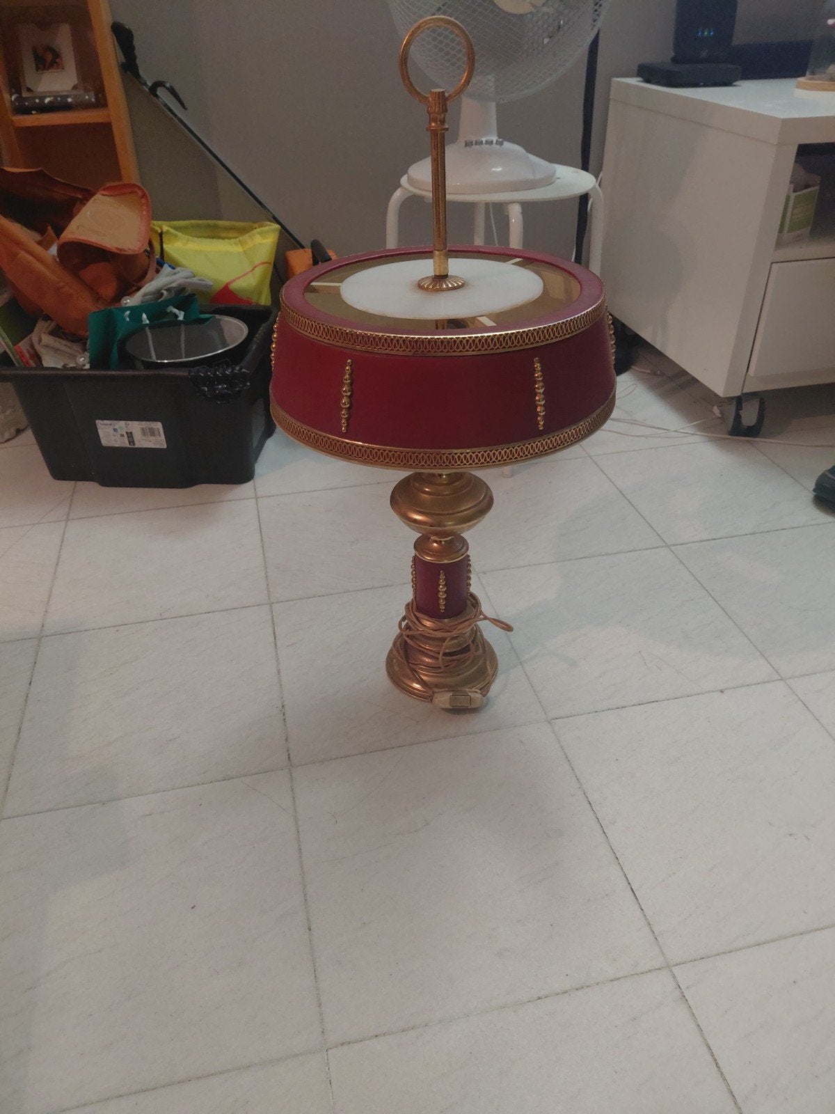 vintage Franse messing lamp 1962, Antiek en Kunst, Ophalen