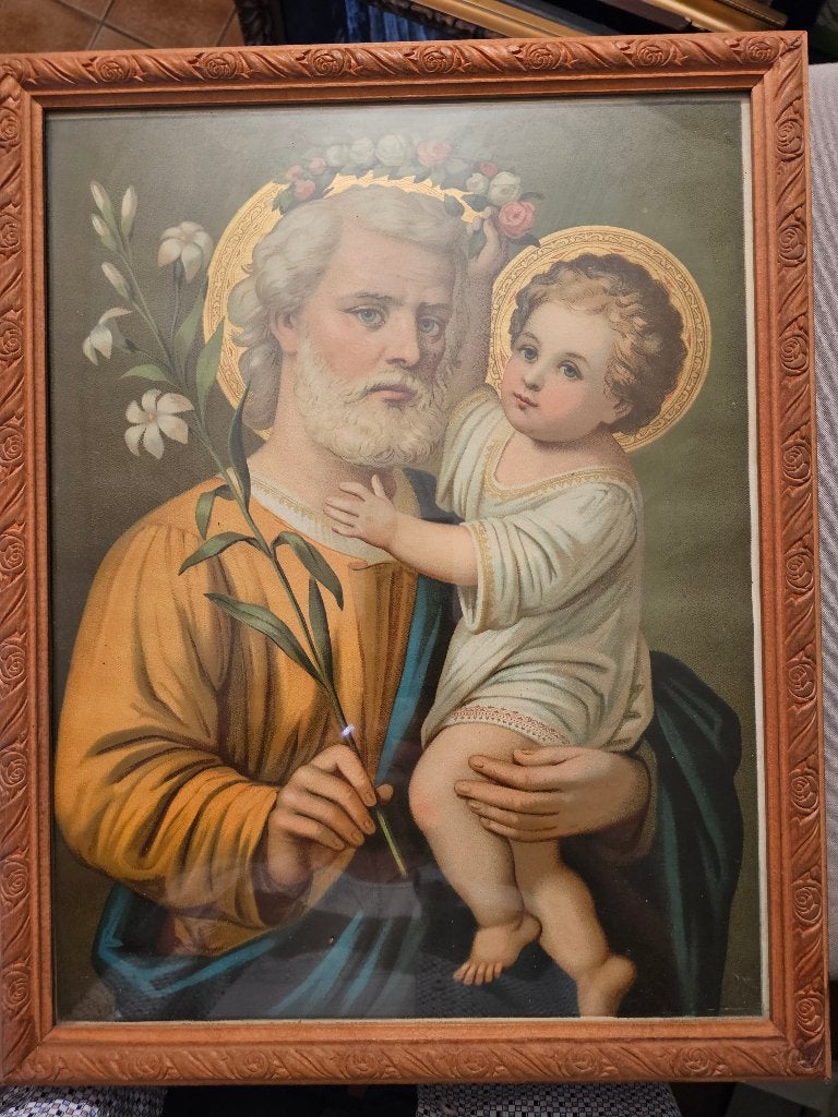 Otto Leiber "H Jozef met kind" 1927, Antiek en Kunst, Bijzondere lijst, Portret of Personen, Ophalen of Verzenden, Klassiek