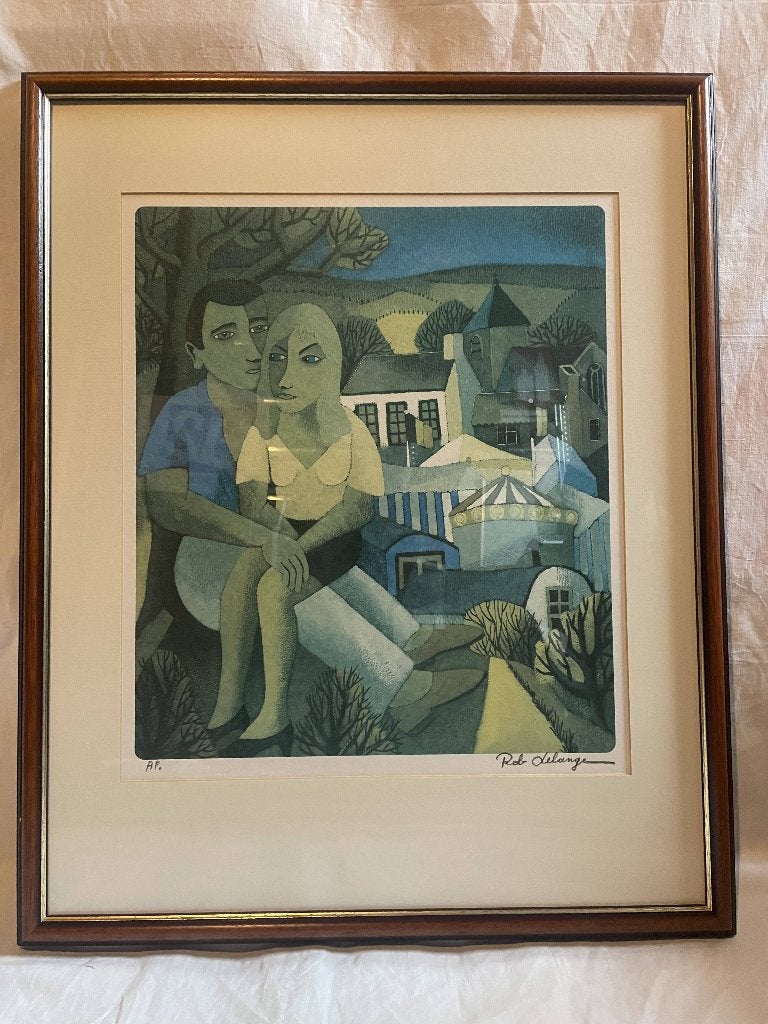 Litho Rob Delange " Het Koppel" ARTIESTENPRINT 1997, Antiquités & Art, Édition limitée, Enlèvement, Lithographie