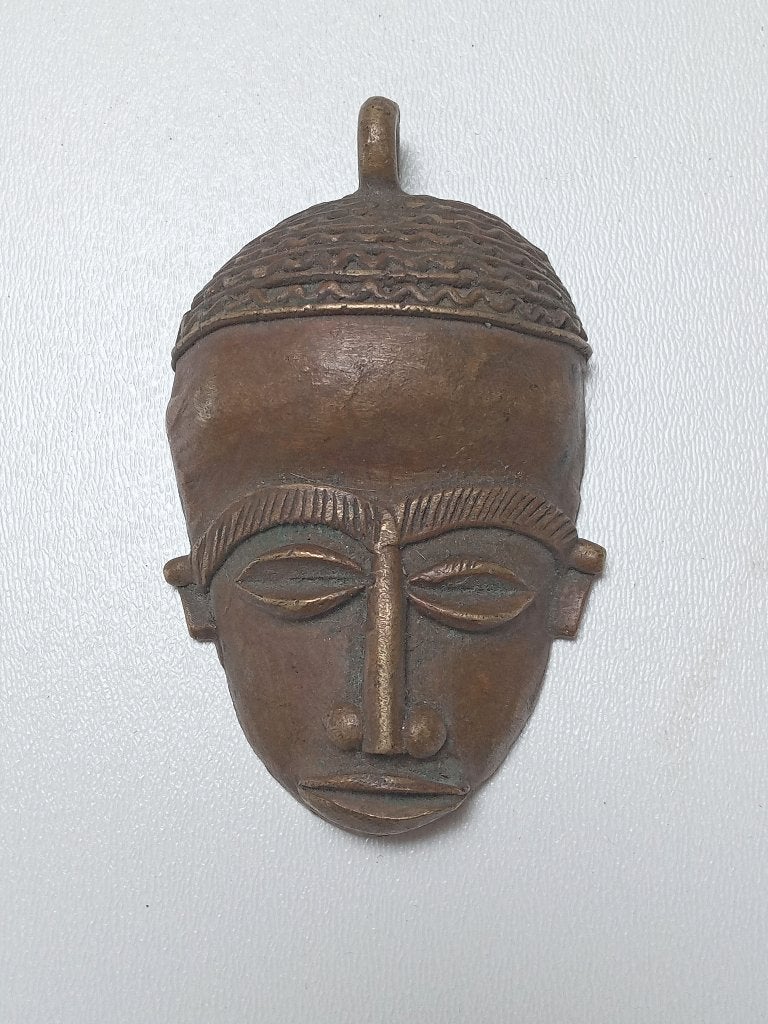 Masque africain, Fait main, Afrique, Brun, Bronze